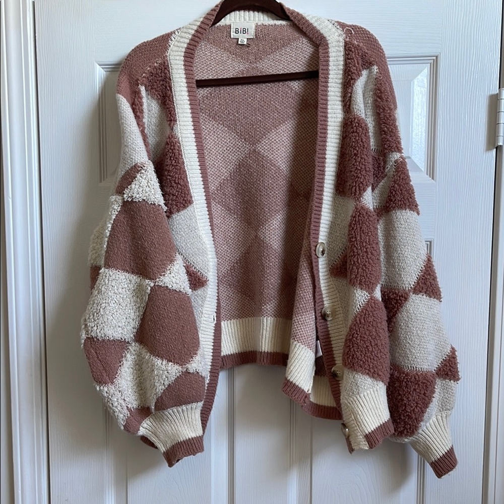 Bibi Pink and Cream Women's Sweater